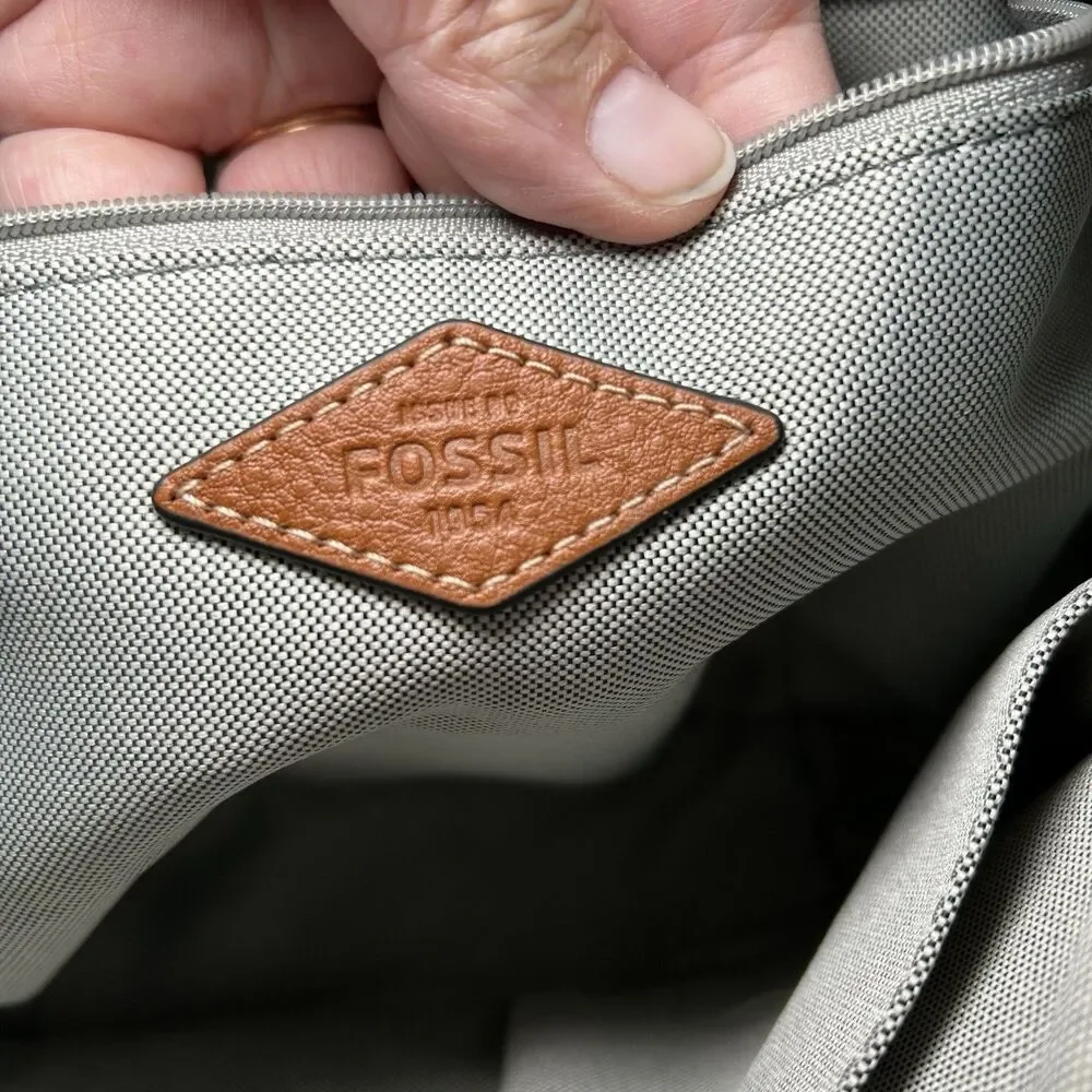 Fossil Harwell hobo bag in brown suede, buckle detail